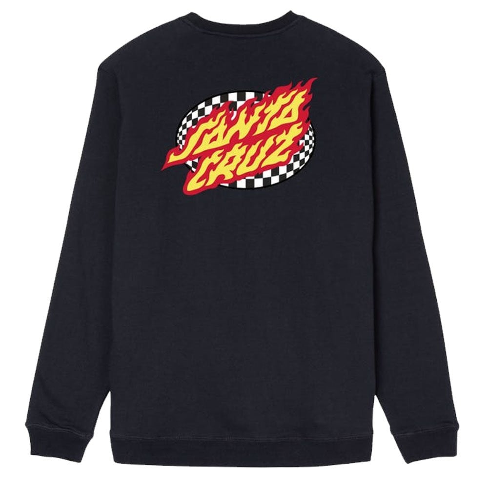 Oval Check Flame Crewneck Sweatshirt - Black