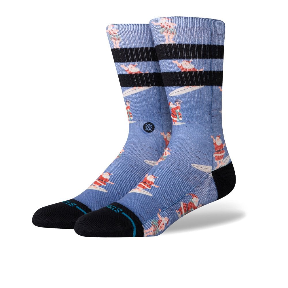 Surfing Santa Crew Socks - Blue