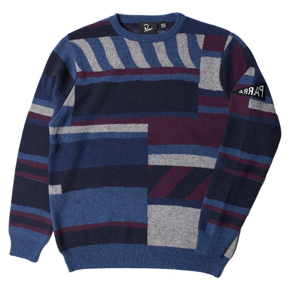 Patched Your Work Knitted Pullover - Blue