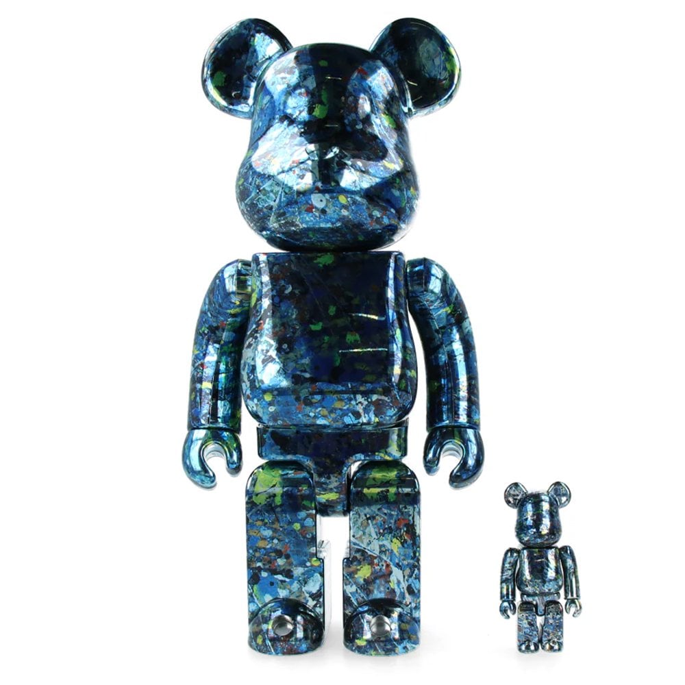 Be@rbrick Jackson Pollock Studio Chrome 400% + 100% - Jp Studio Ch