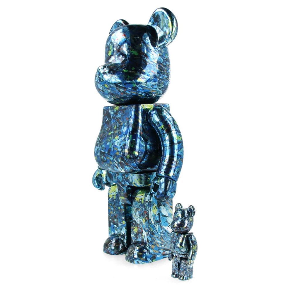 Be@rbrick Jackson Pollock Studio Chrome 400% + 100% - Jp Studio Ch