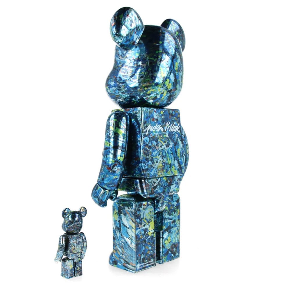 Be@rbrick Jackson Pollock Studio Chrome 400% + 100% - Jp Studio Ch