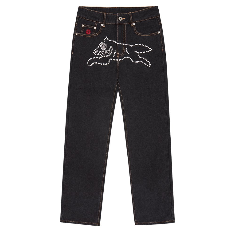 Rhinestone Running Dog Pant  - Black