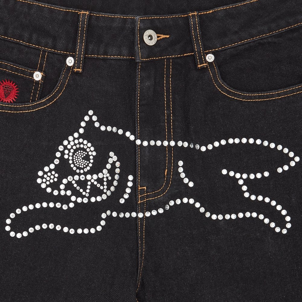 Rhinestone Running Dog Pant  - Black