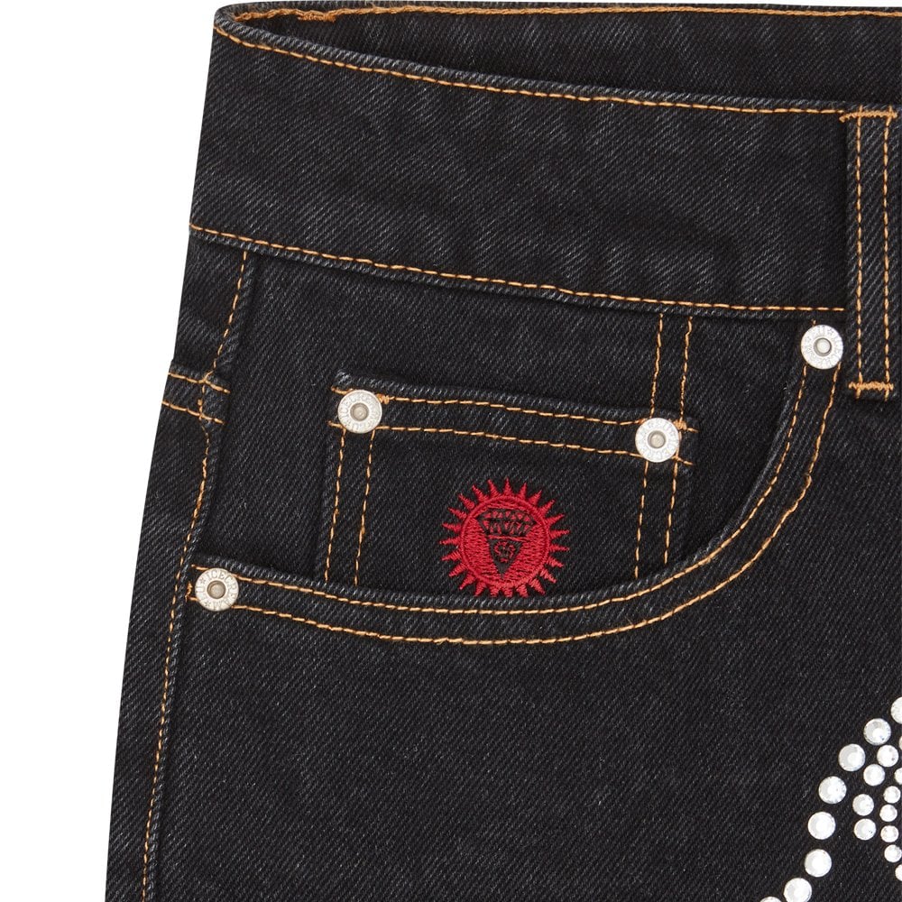 Rhinestone Running Dog Pant  - Black
