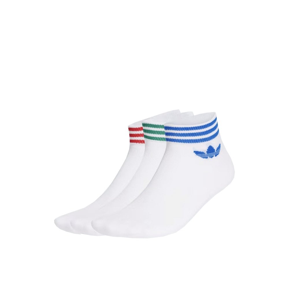 Island Club Trefoil Ankle Socks 3 Pack - Wht/Scar/Blu