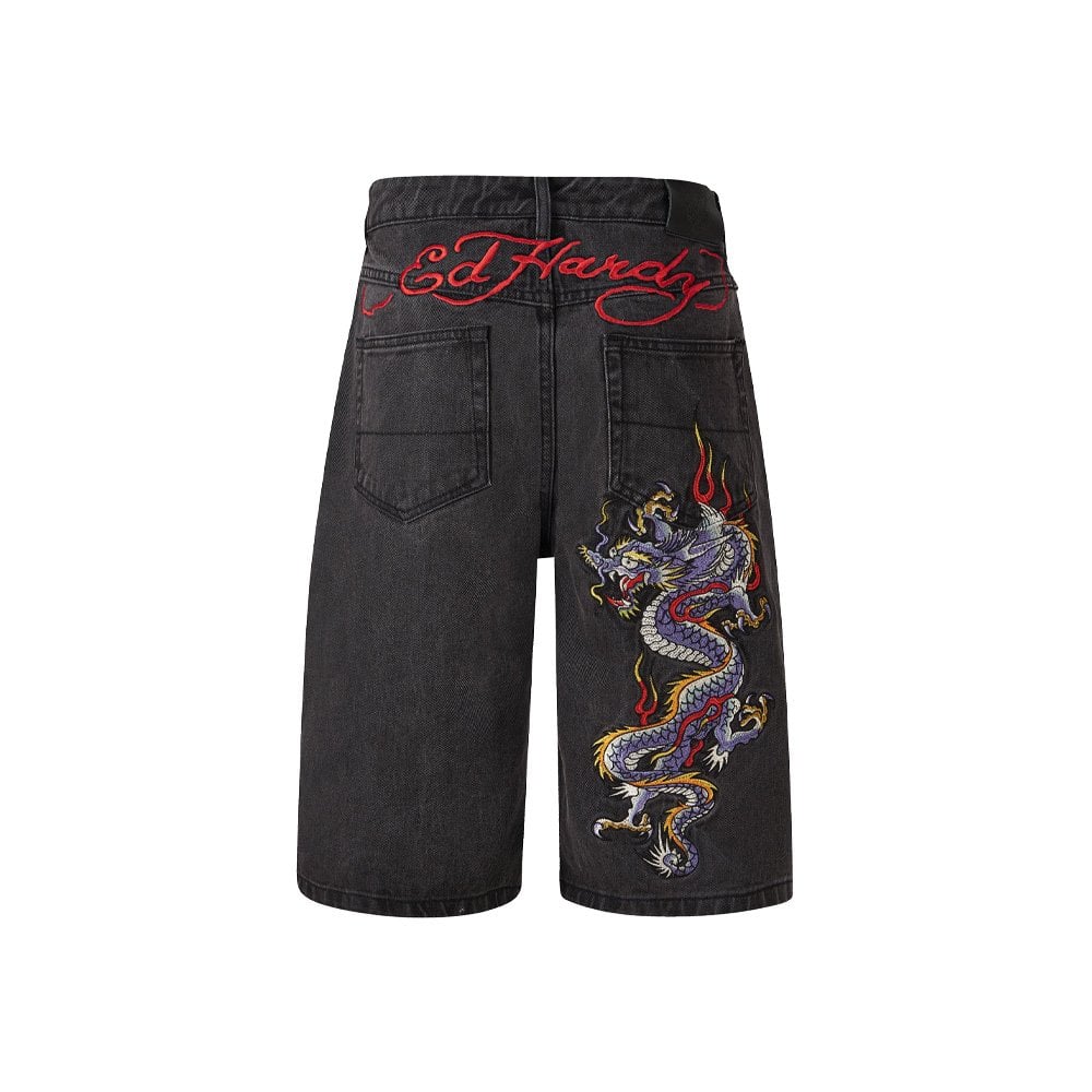 Battle Dragon Denim Short - Grey