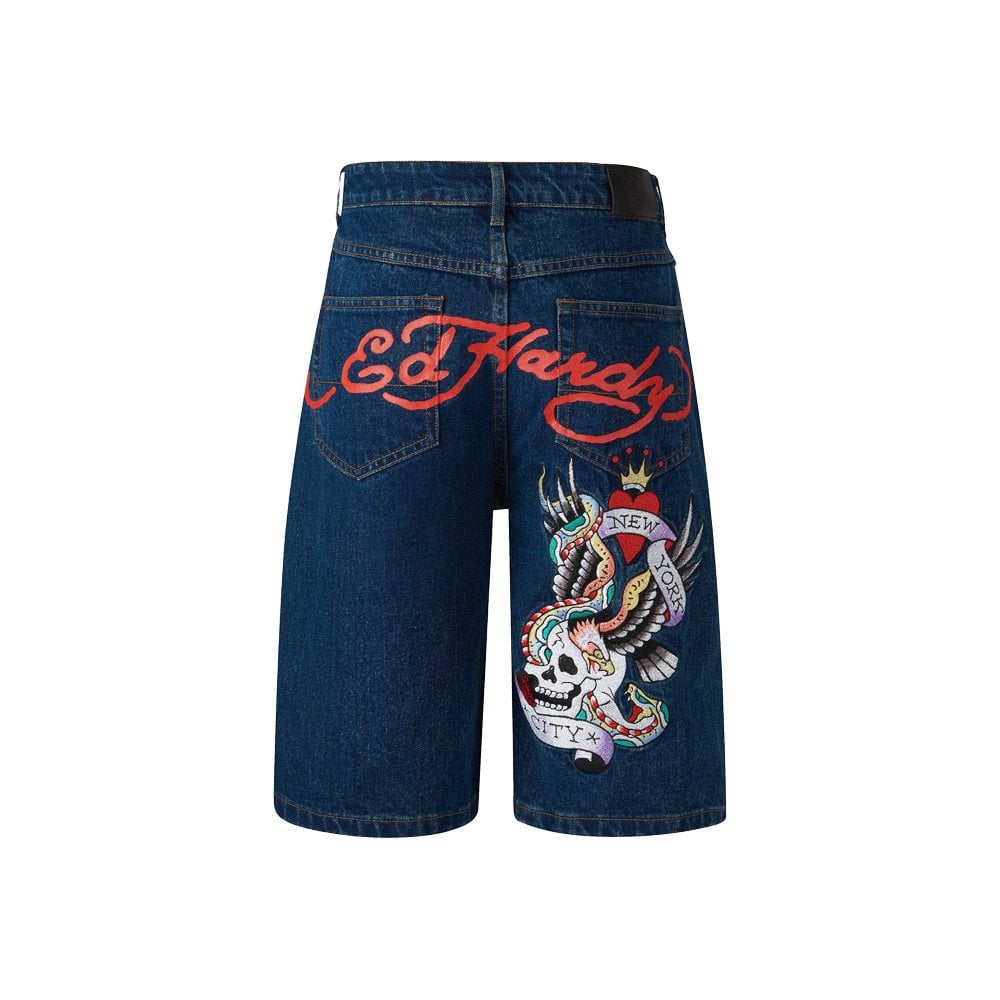 NYC Skull Denim Short - Indigo