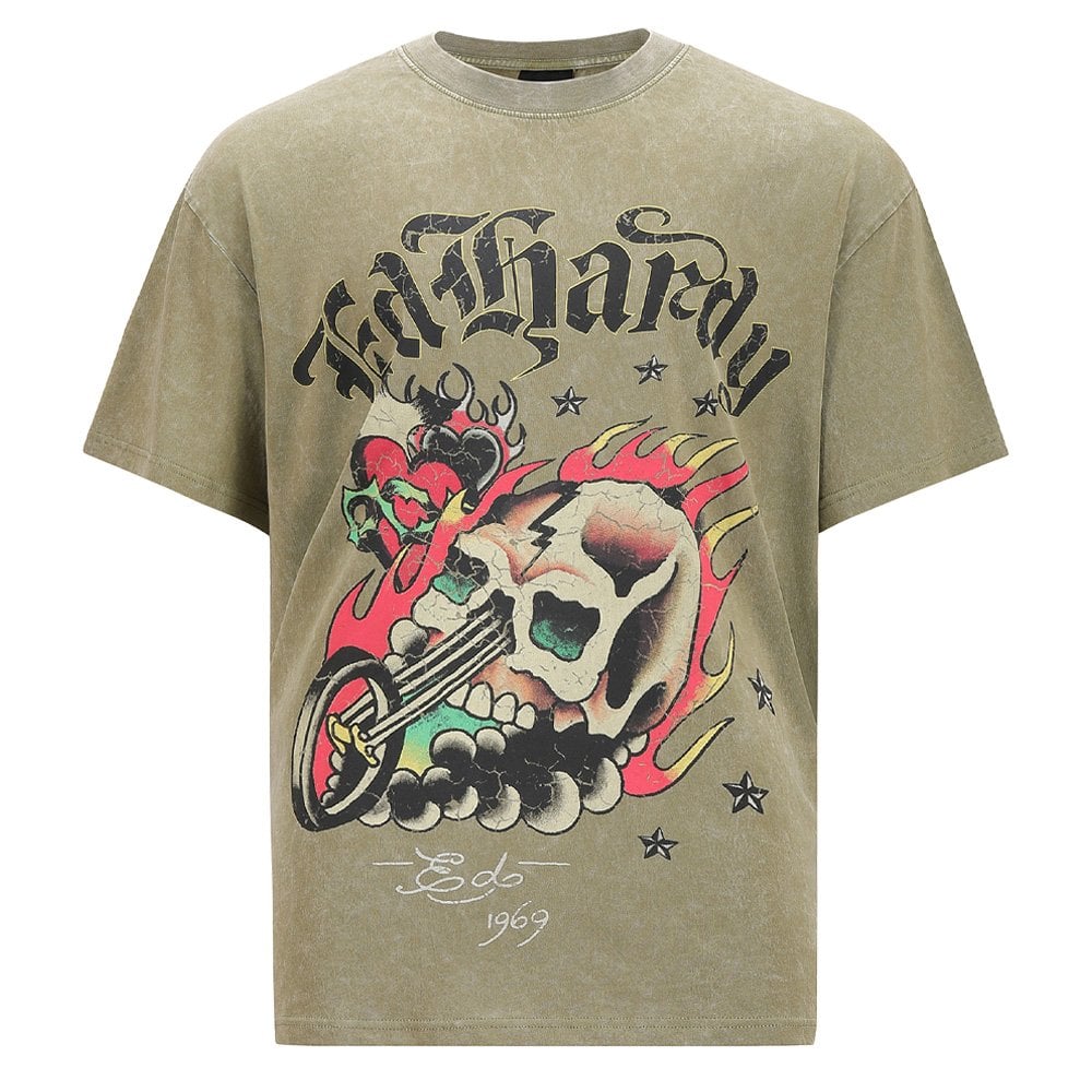 Skull Out Of Hell Relaxed T-Shirt - Khaki