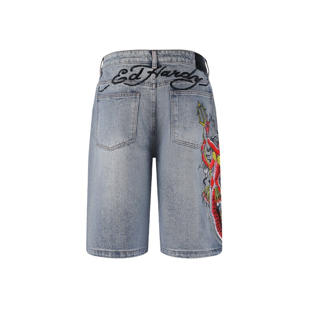 Devil Mermaid Denim Shorts - Blue