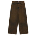 Loose Wave Denim Jeans - Indigo Brown