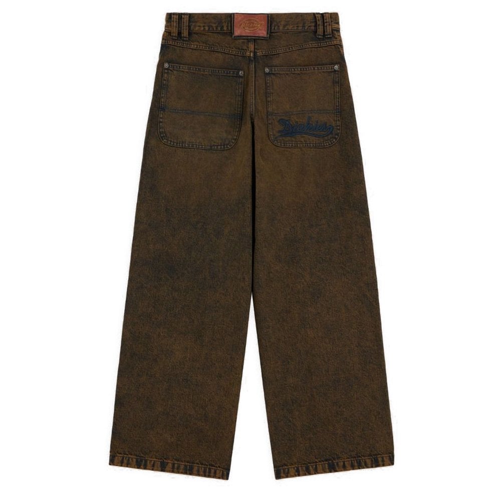 Loose Wave Denim Jeans - Indigo Brown