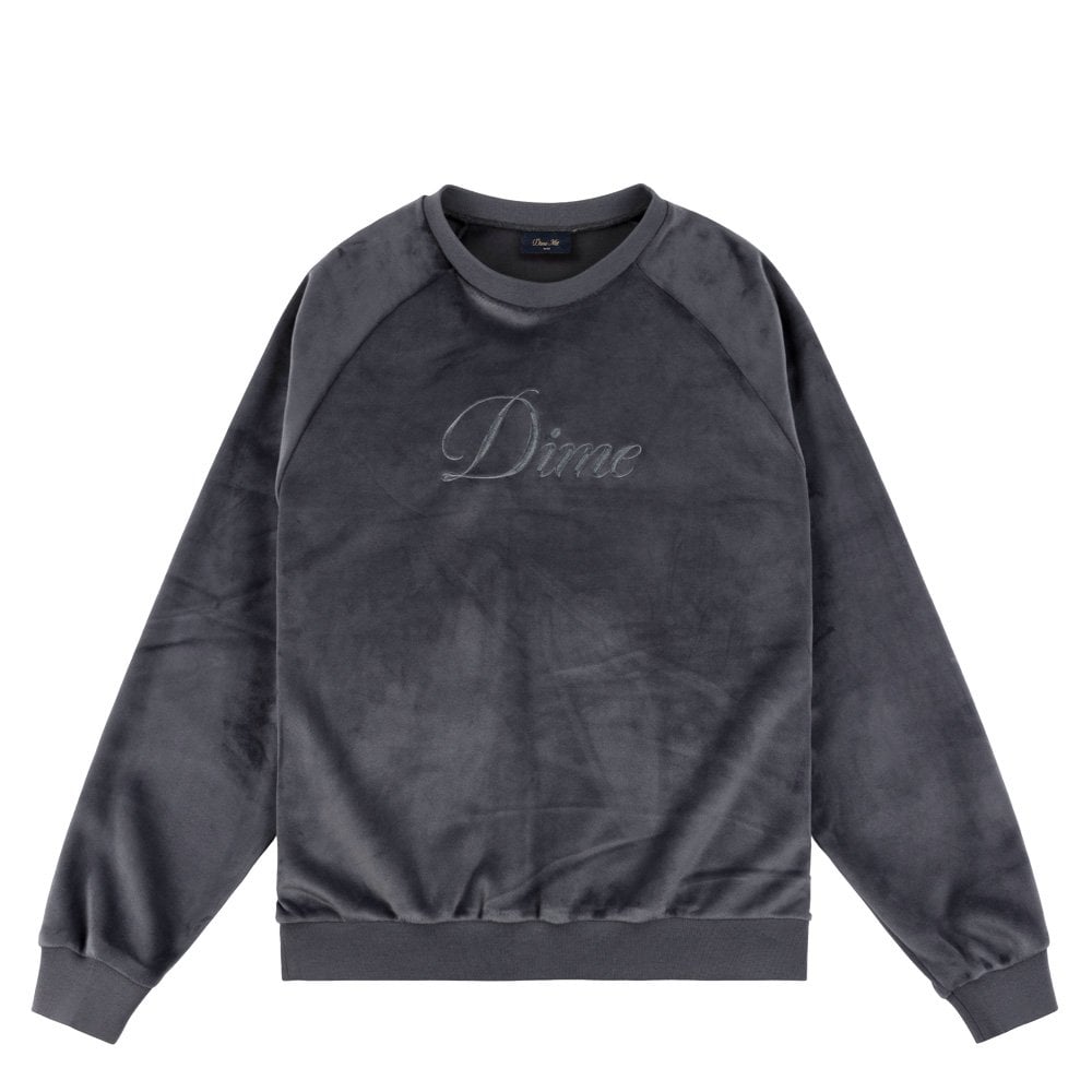 Cursive Velvet Crewneck - Smoke