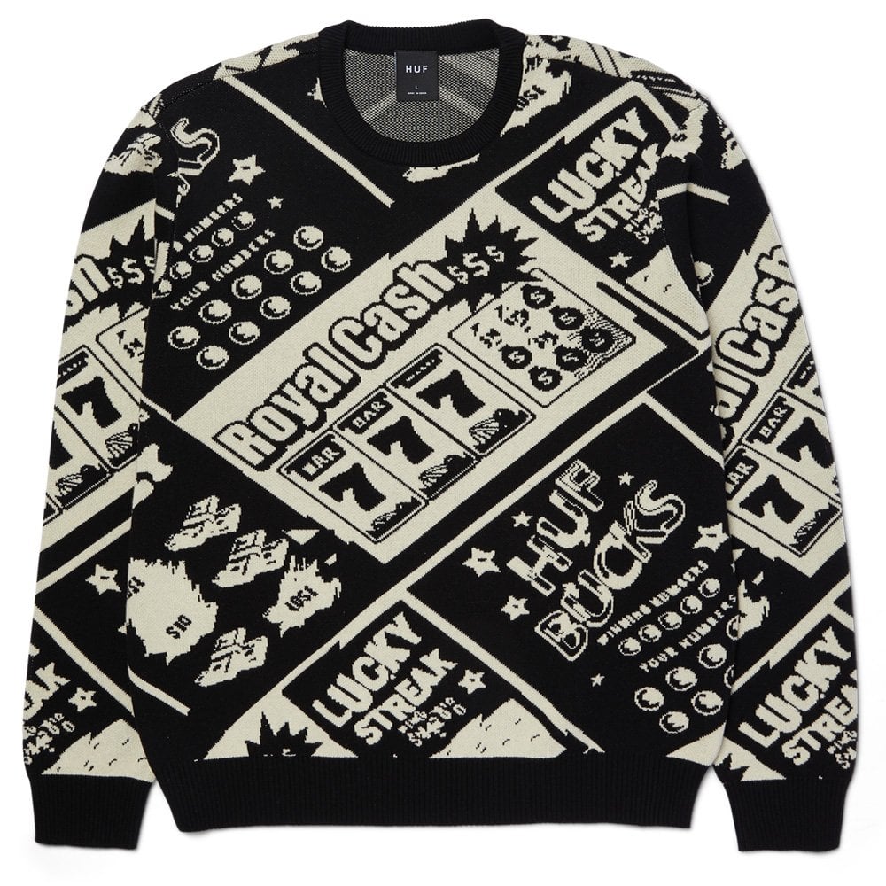 Lucky Knitted Crewneck Sweatshirt - Black