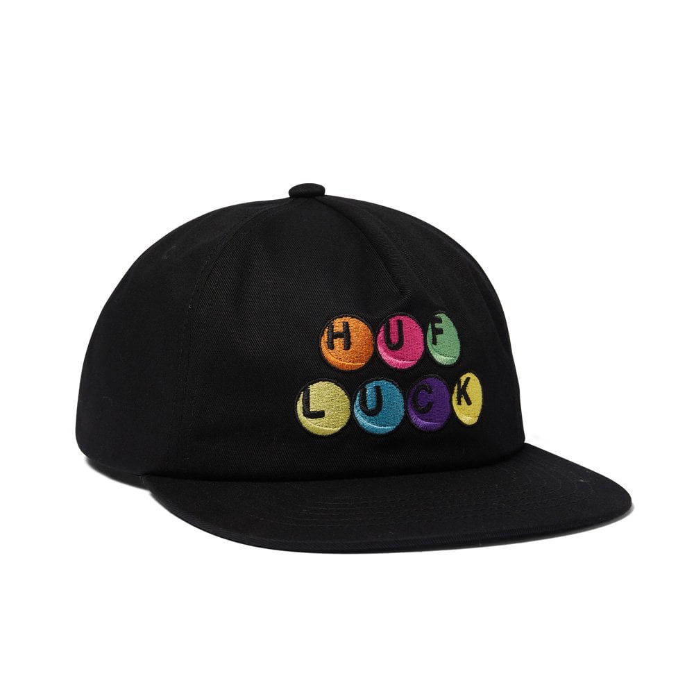 Lucky 5 Panel Snapback Cap  - Black