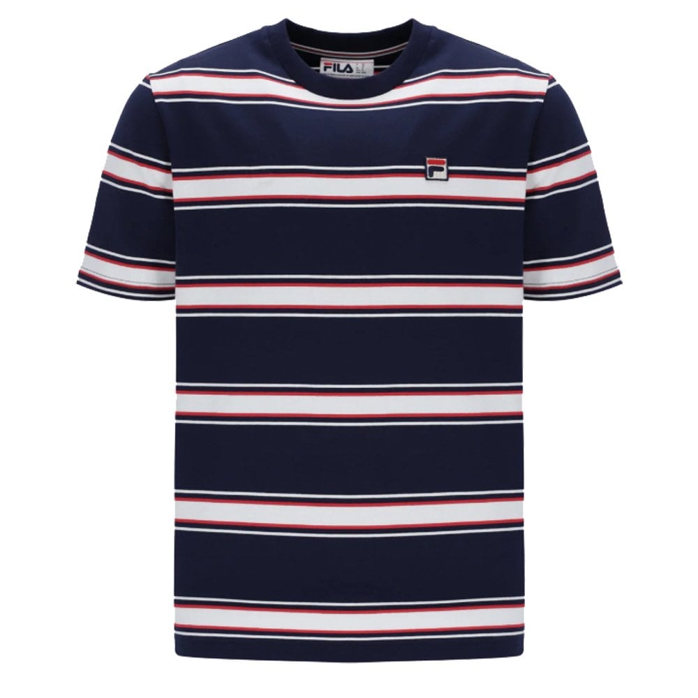 Sanders Yarn Dye Stripe T-Shirt - Navy/Wht/Red