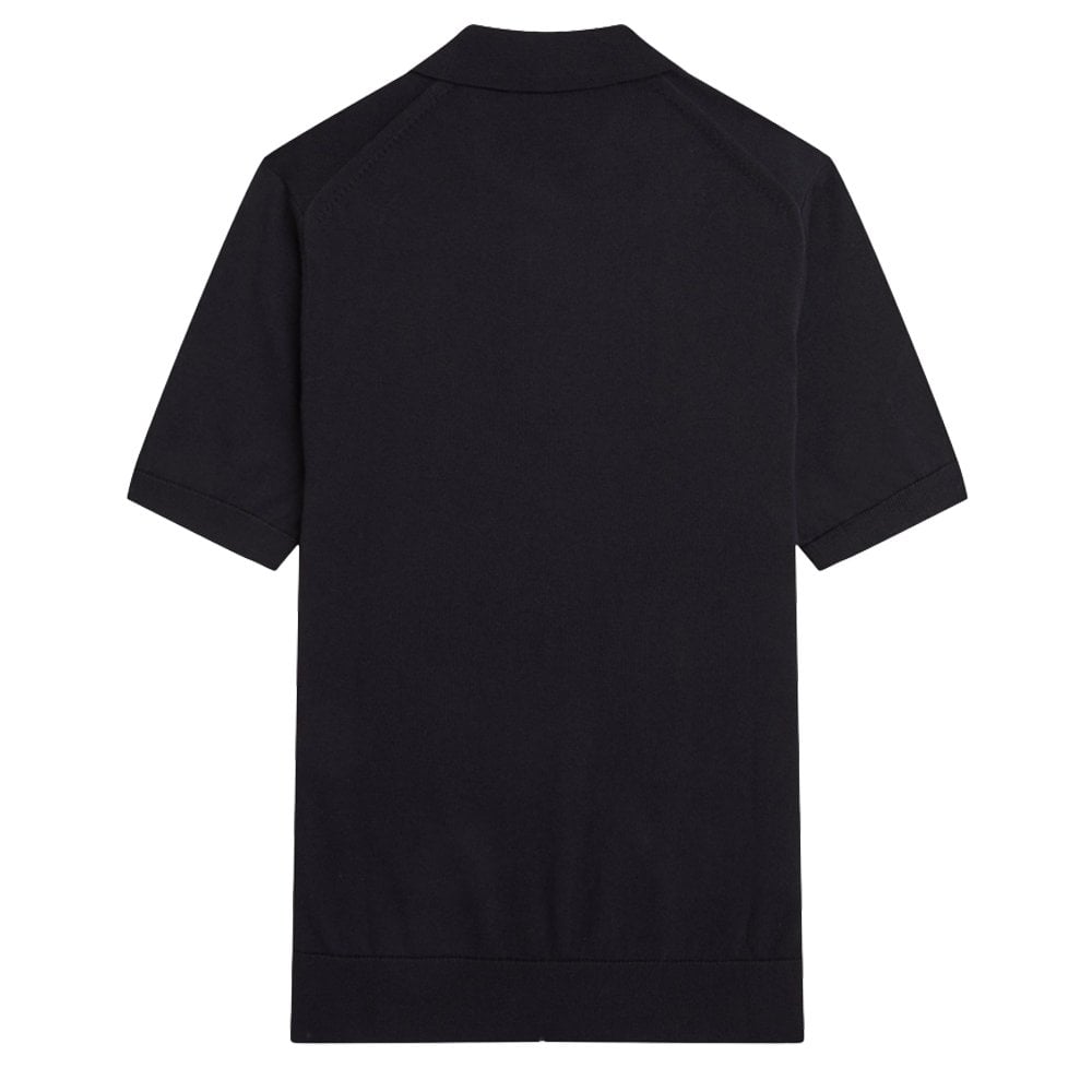 Cotton Knitted Polo Shirt - Black
