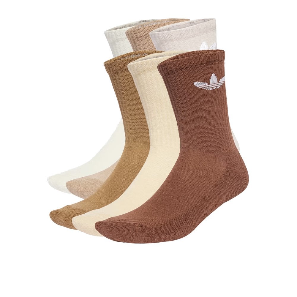 Trefoil Cushion Crew Socks 6 Pack - Cream/Quartz