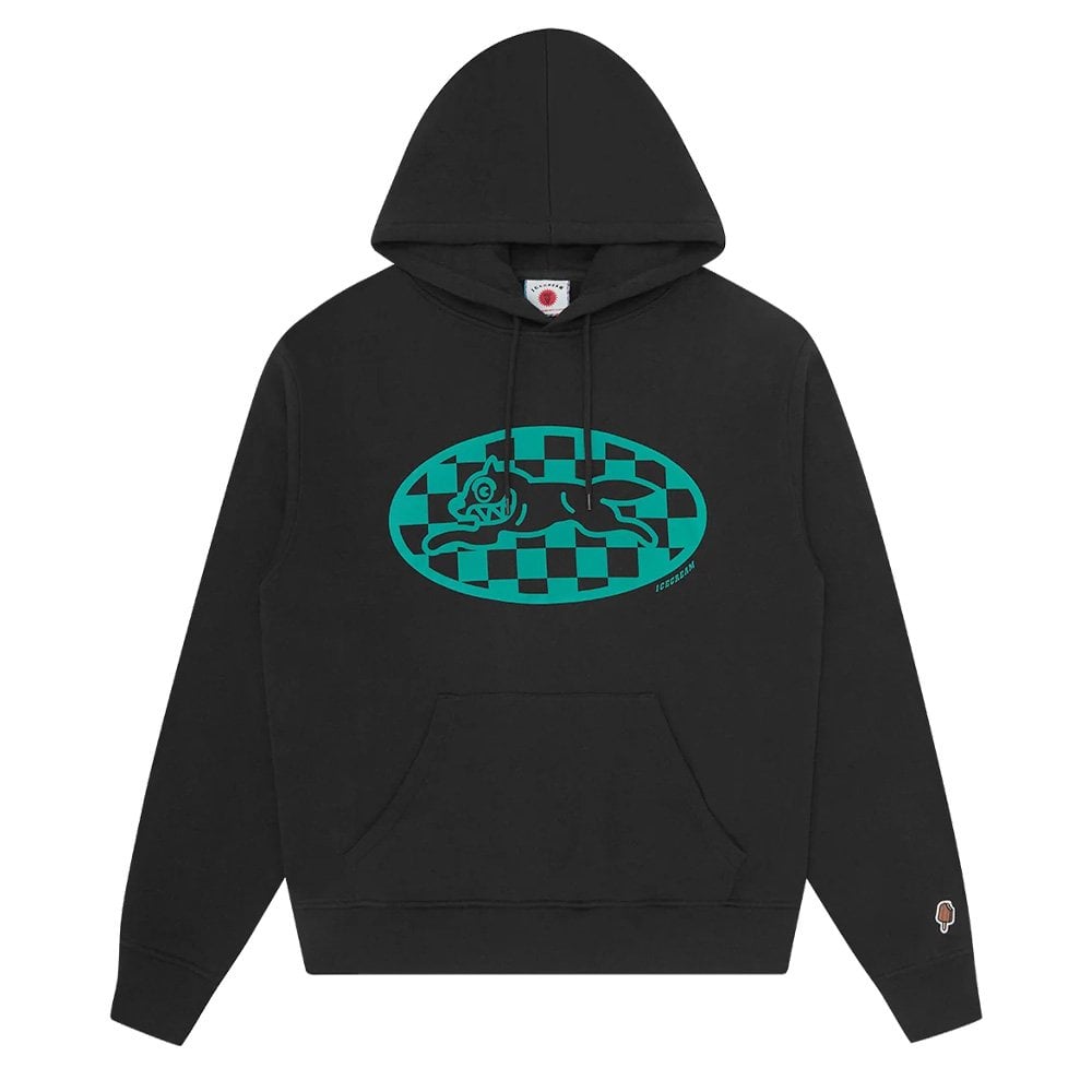 Checker Running Dog Hoodie - Black