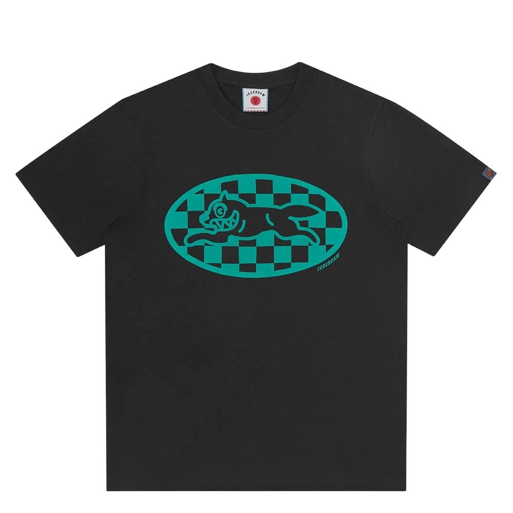 Checker Running Dog T-Shirt - Black