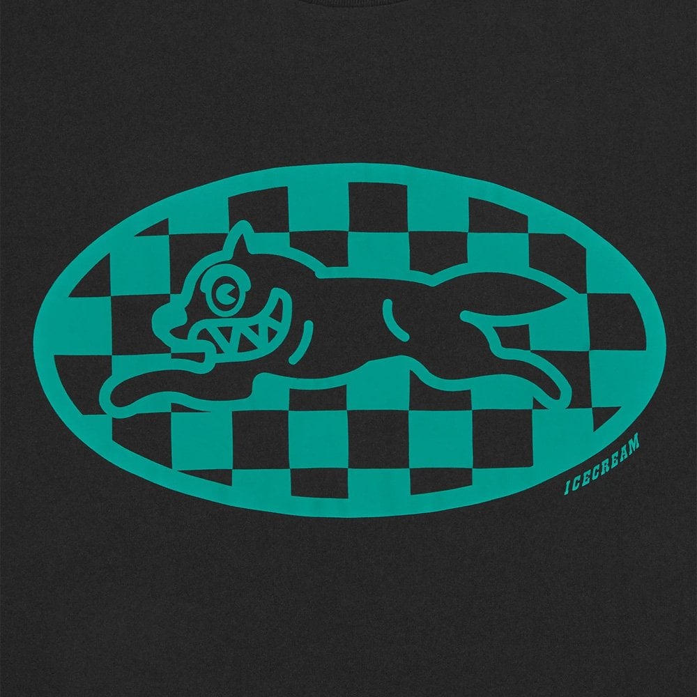 Checker Running Dog T-Shirt - Black