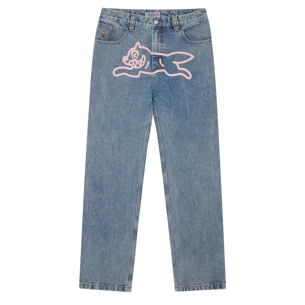 Running Dog Double Scoop Denim Pants - Hvy Wsh Blue