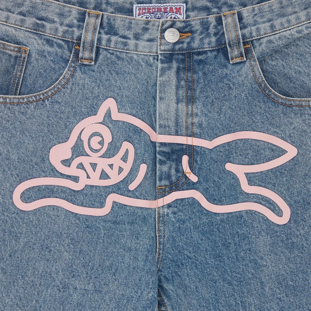 Running Dog Double Scoop Denim Pants - Hvy Wsh Blue