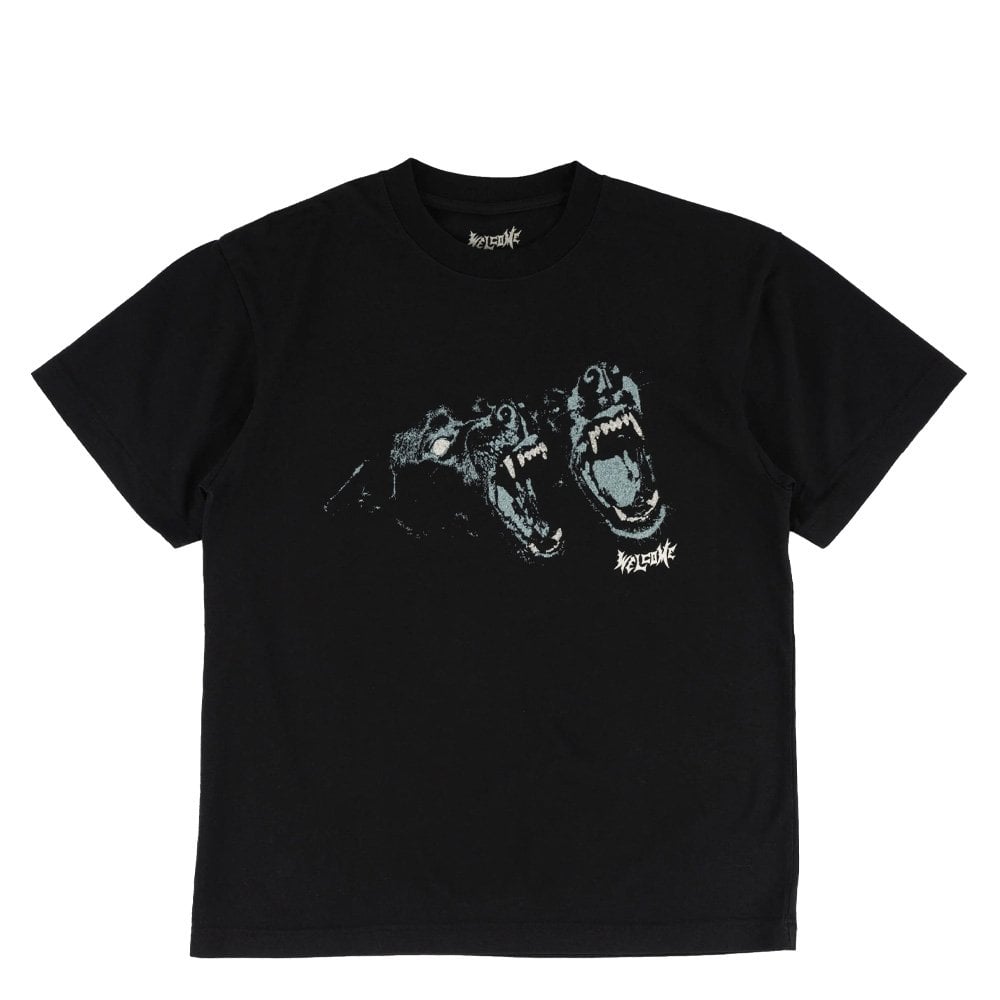 Woof Boxy Garment-Dyed T-Shirt - Black