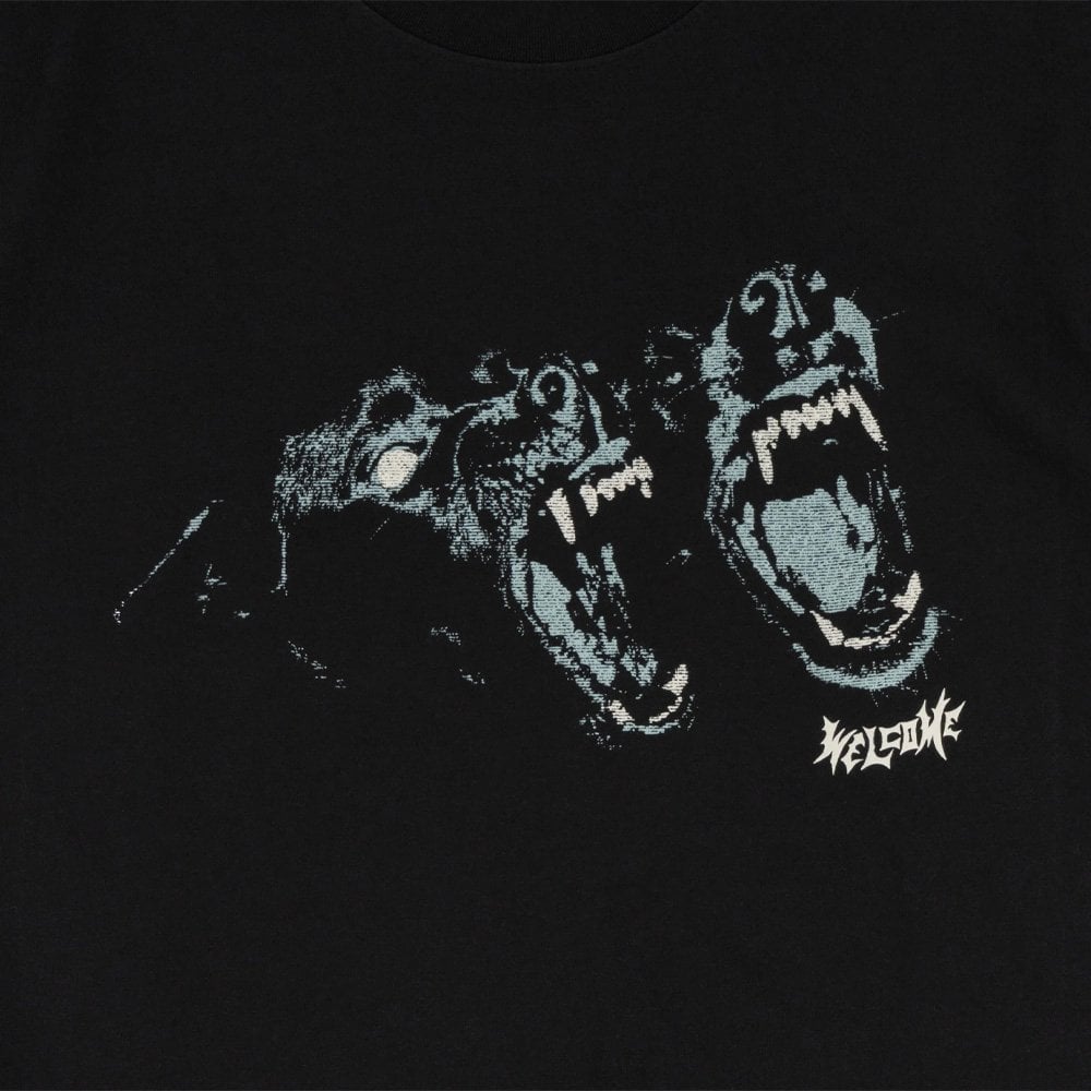 Woof Boxy Garment-Dyed T-Shirt - Black