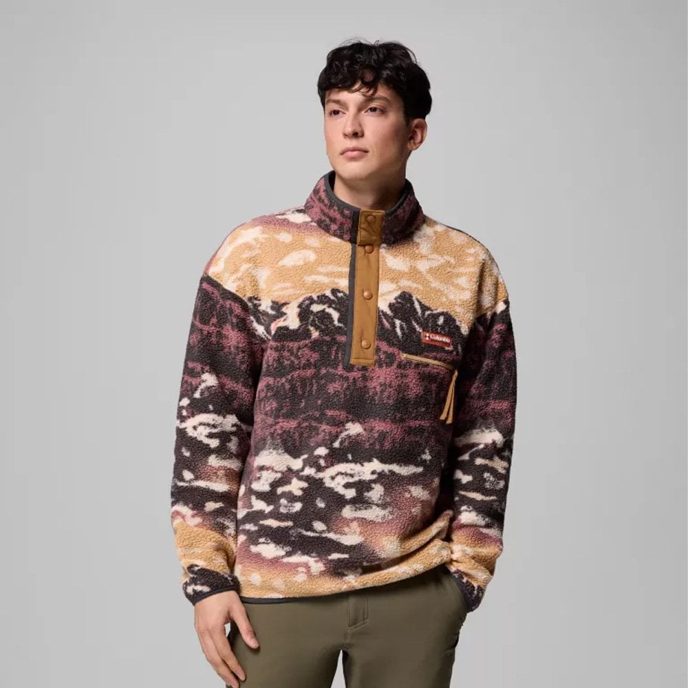 Helvetia II Printed Half Snap Fleece - Camel Brown