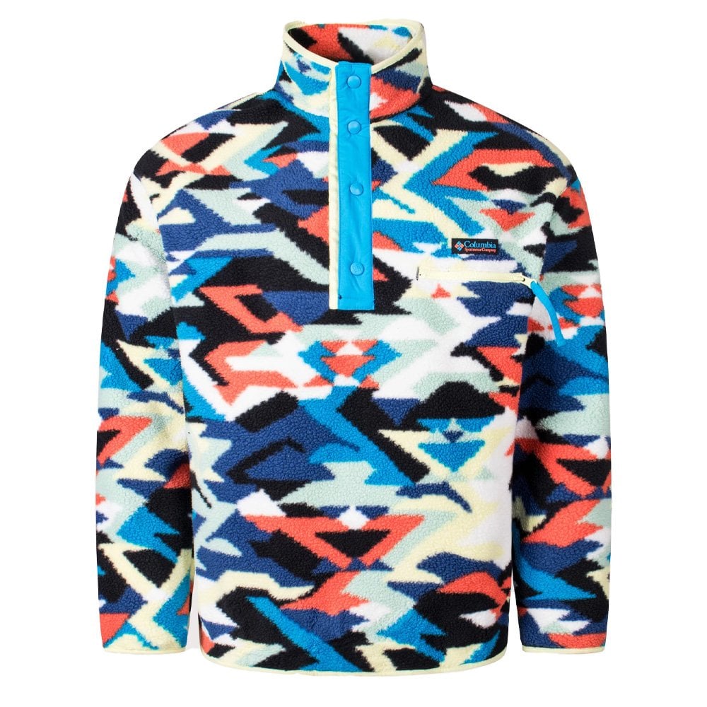 Helvetia II Printed Half Snap Fleece - Compass Blu