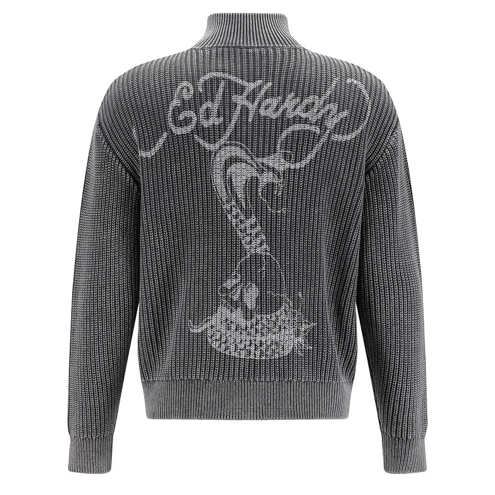 Skull And Snake Zip Thru Jumper - Charcoal