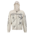 Death Before Mono Zip Thru Hoodie - Beige