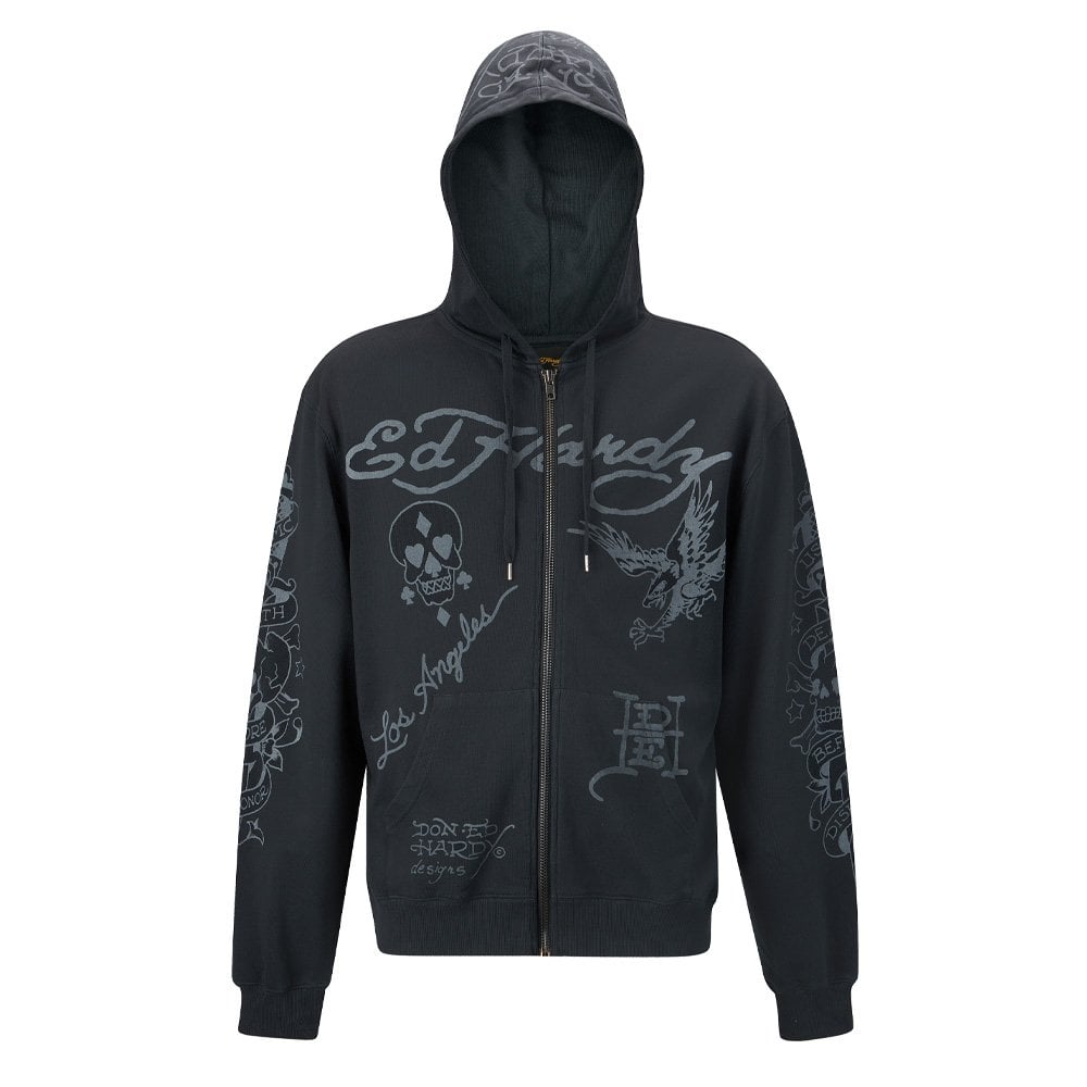 Death Before Mono Zip Thru Hoodie - Washed Black