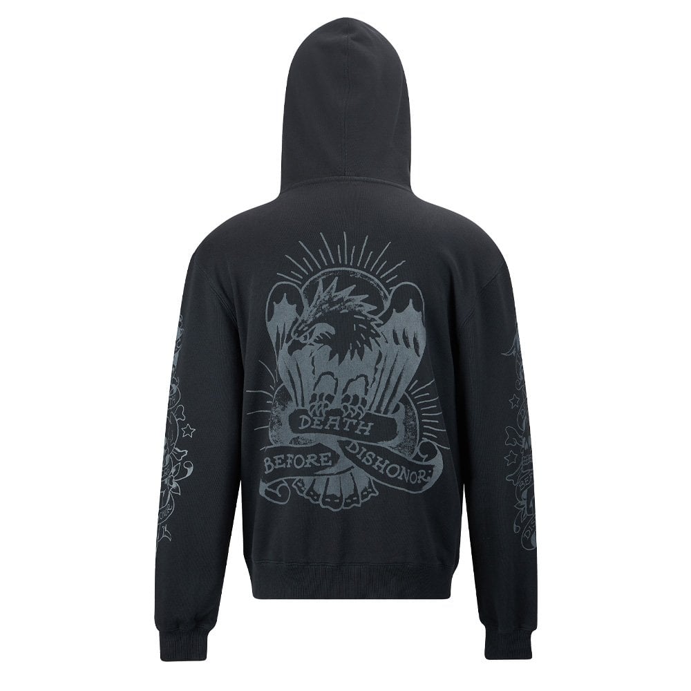 Death Before Mono Zip Thru Hoodie - Washed Black