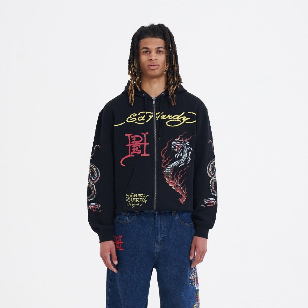 Double Venom Zip Thru Hoodie - Black