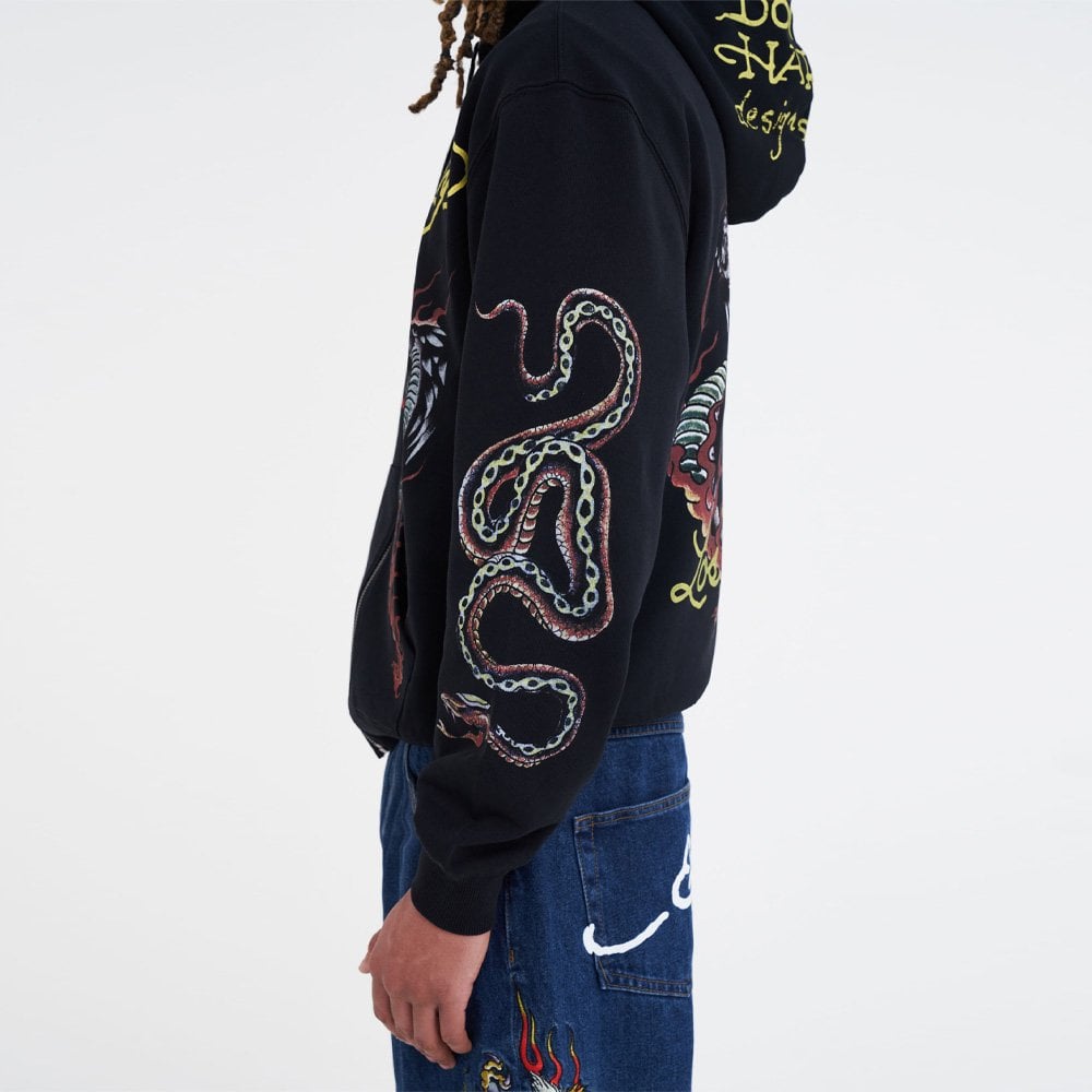 Double Venom Zip Thru Hoodie - Black