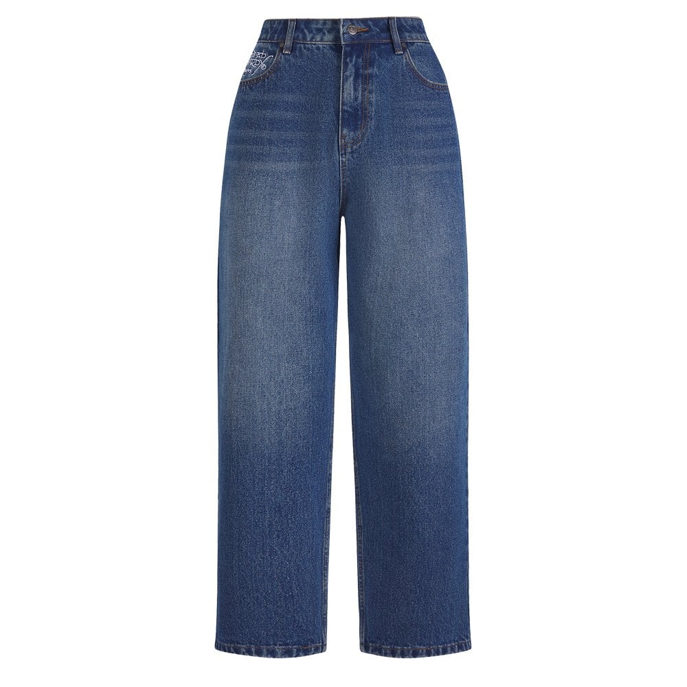 Black Widow Relaxed Jeans - Mid Blue