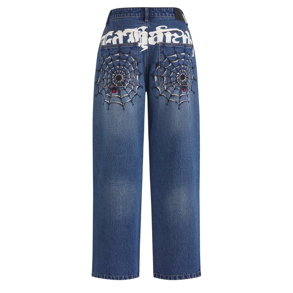 Black Widow Relaxed Jeans - Mid Blue