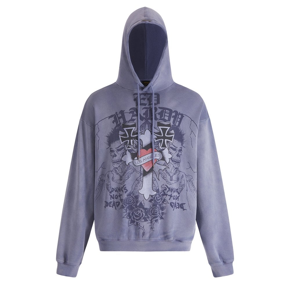 Gothic Cross Hoodie - Indigo