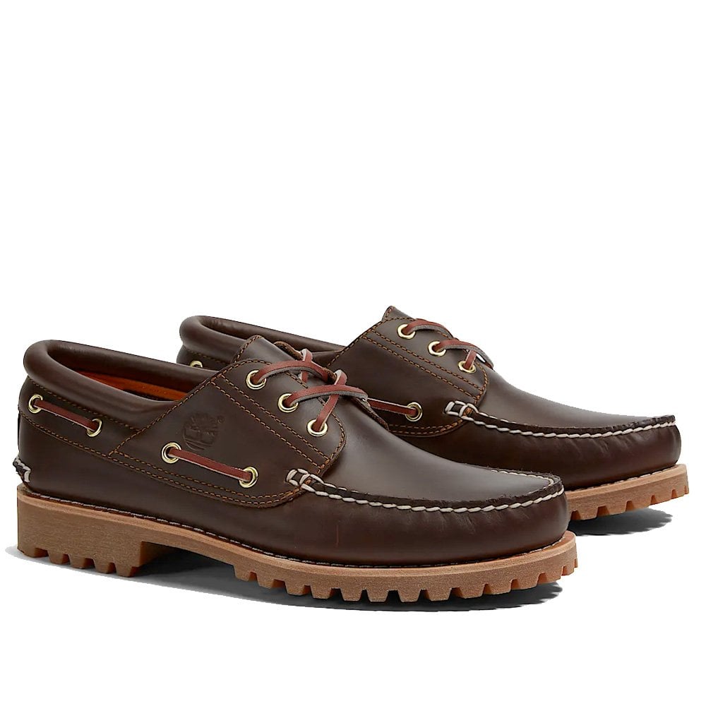 Authentic 3-Eye Lug Handsewn Boat Shoe - Brown