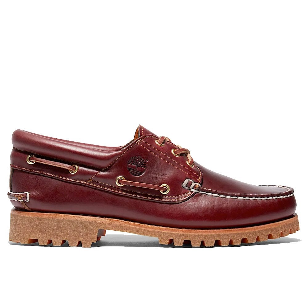 Authentic 3-Eye Lug Handsewn Boat Shoe - Burgundy