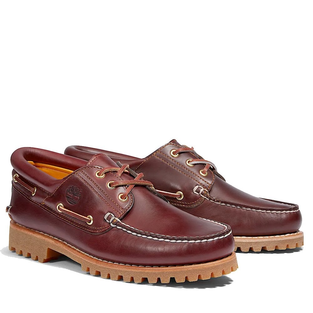 Authentic 3-Eye Lug Handsewn Boat Shoe - Burgundy