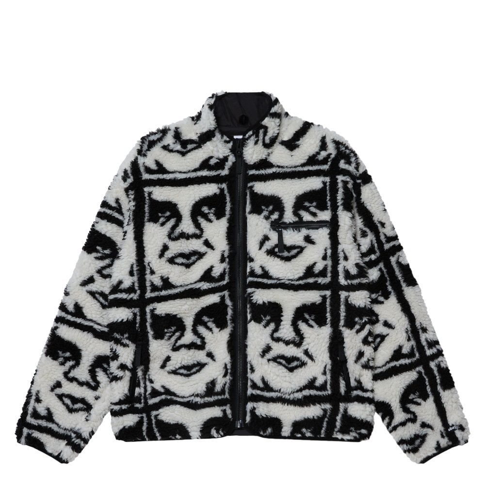Repeated Icon Sherpa Jacket - Black Multi