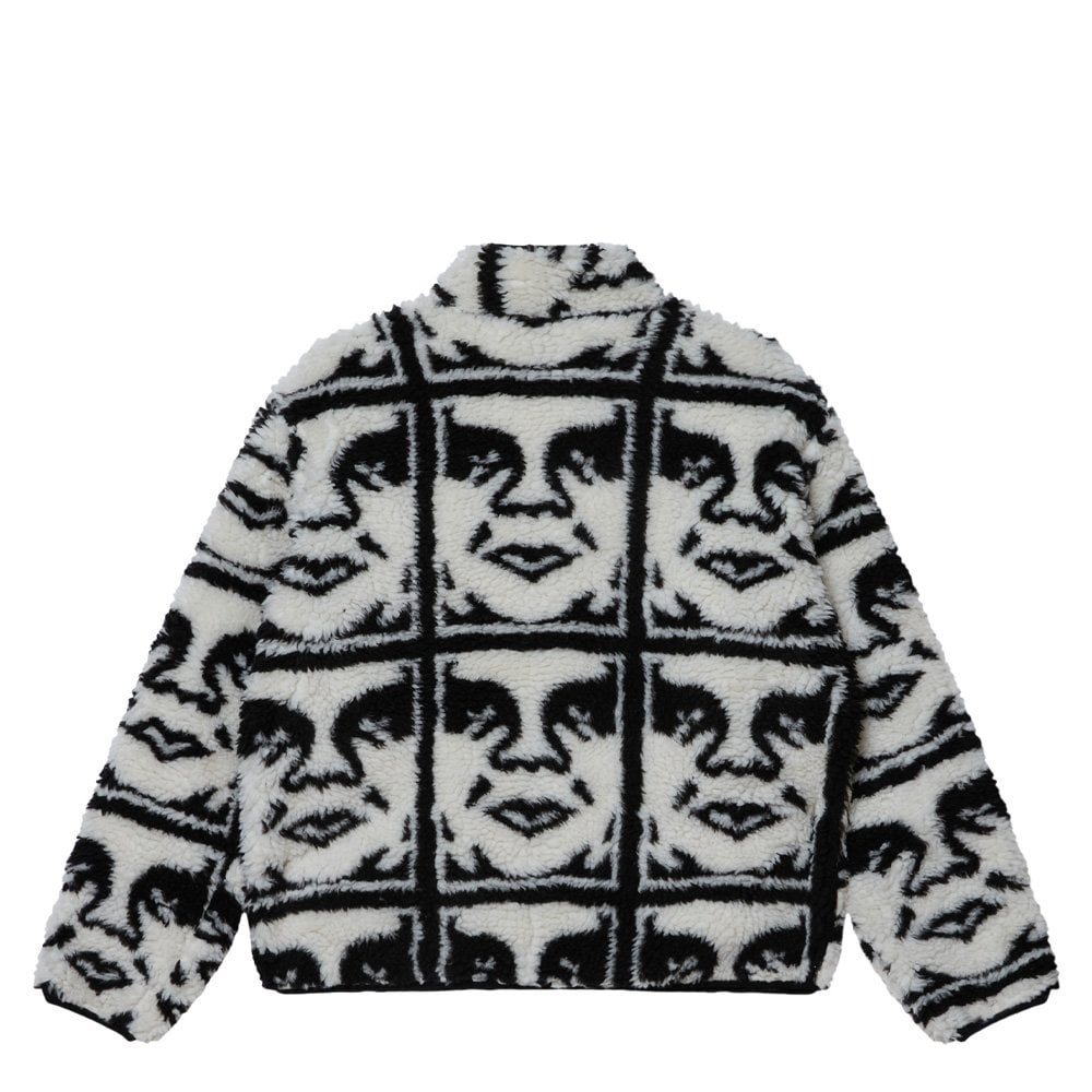 Repeated Icon Sherpa Jacket - Black Multi