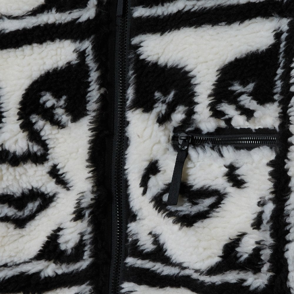 Repeated Icon Sherpa Jacket - Black Multi
