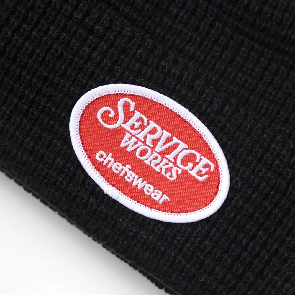 Waffle Patch Beanie - Black