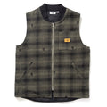 Thistle Plaid Padded Work Vest - Olive