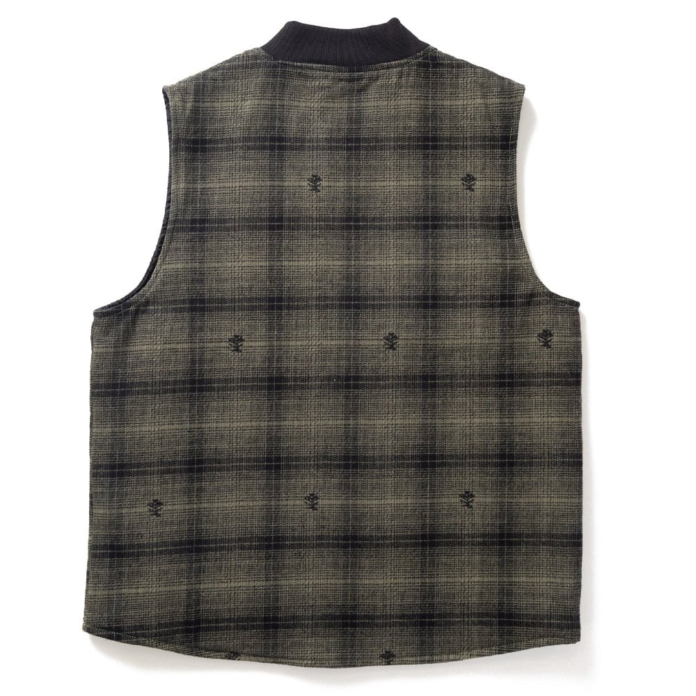 Thistle Plaid Padded Work Vest - Olive