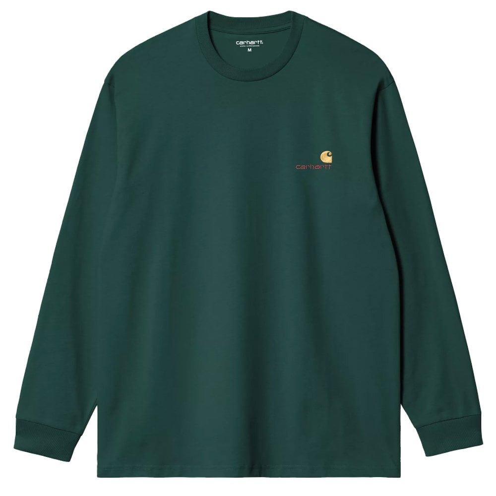 Long Sleeve American Script T-Shirt  - Dark Fir